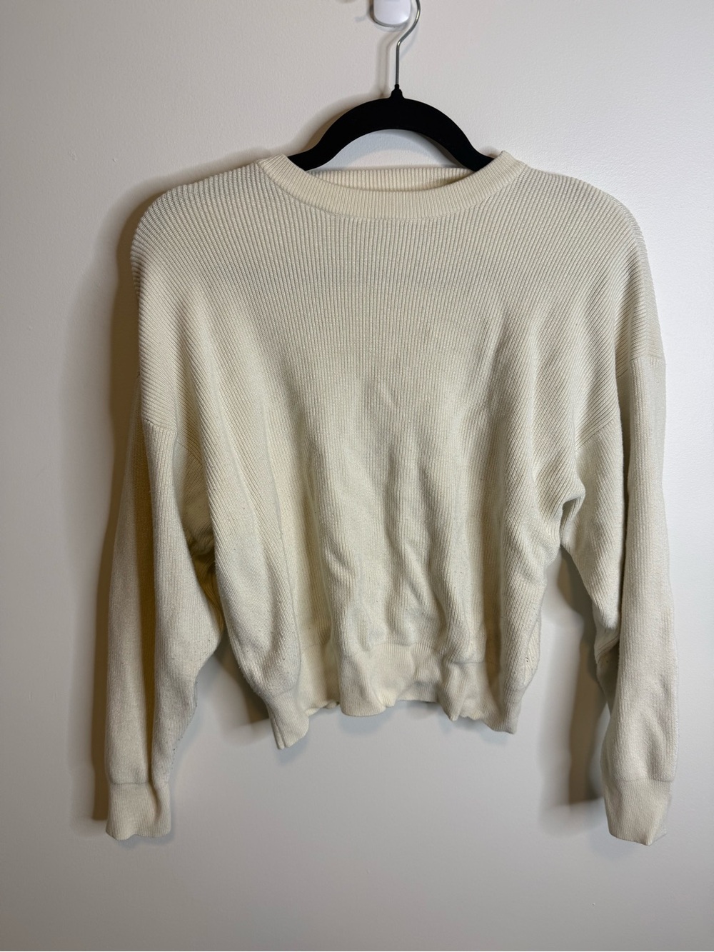 Brunette The Label Cream Ribbed Crewneck Sweater size xs / small